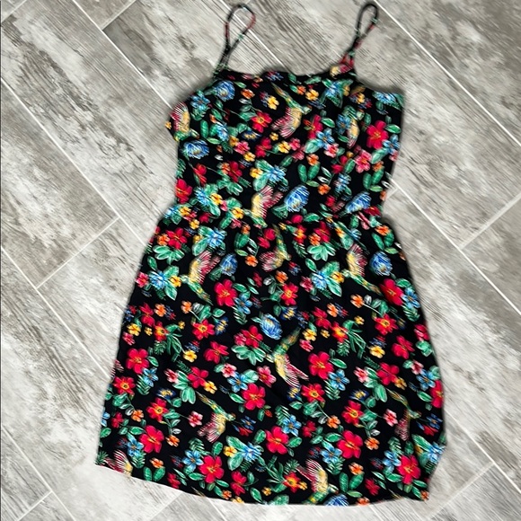 None Dresses & Skirts - Floral Black Mini Dress